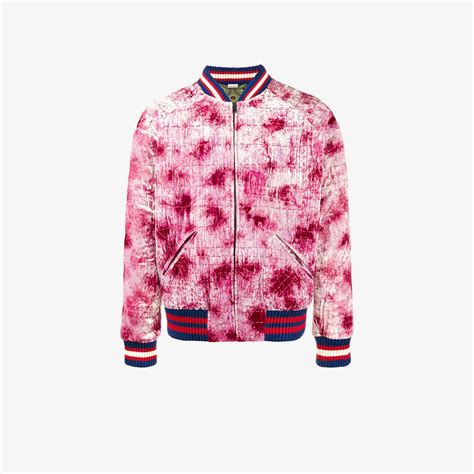 gucci pink bomber jacket|Gucci men's denim trucker jacket.